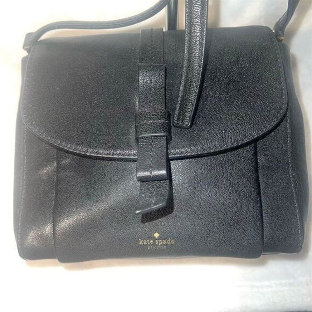 Kate Spade Black Leather Crossbody Purse Adjustable Strap Women's Bag